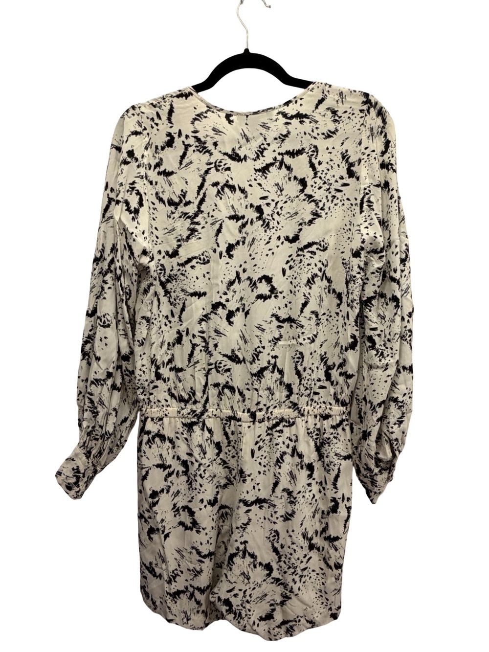 Fifteen Twenty Romper Womens M Black White Abstract Faux Wrap Long Sleeve - Picture 3 of 10